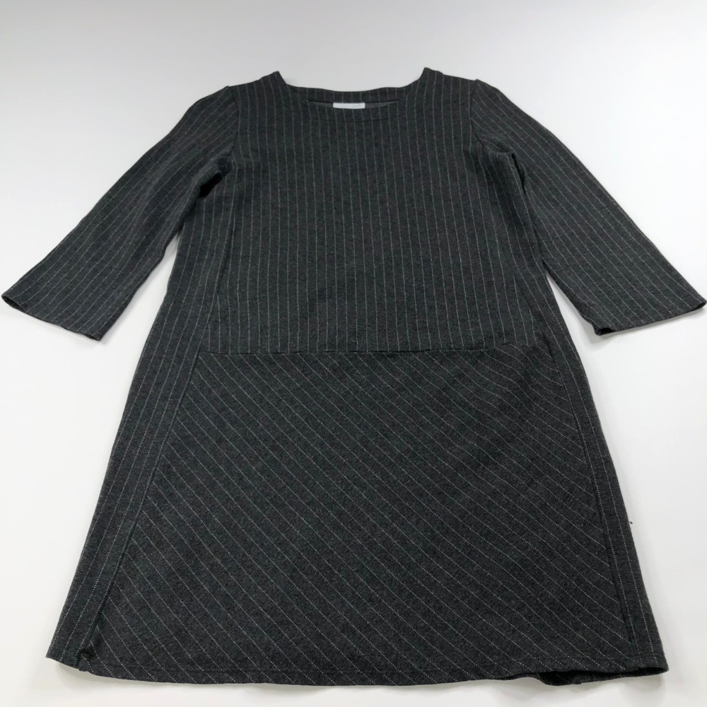 J. Jill Ponte Knit Dress Petite XS PXS Above Knee Dress Striped 3/4 Sleeve Gray